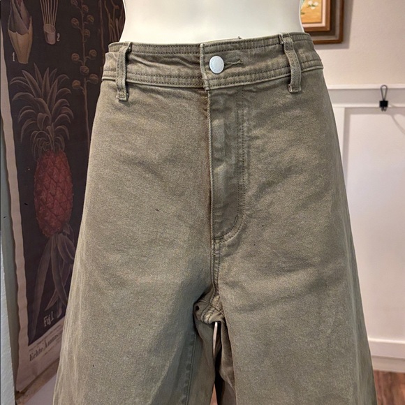 Sz 8 Sailor Wide Leg Green Denim Jeans Pants Bottoms Cotton Casual Everyday - Picture 5 of 9